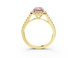 Yellow gold Fancy Pink Radiant  Halo Pavé Diamond Engagement Ring with Four-Prong Setting_6