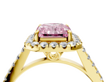 Yellow gold Fancy Pink Radiant  Halo Pavé Diamond Engagement Ring with Four-Prong Setting_7