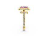 Yellow gold Fancy Pink Radiant  Halo Pave Band Solitaire Ring with Prong Setting_68