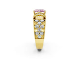 Yellow gold Fancy Pink Radiant  Halo Pave Diamond Engagement Ring with Milgrain Detailing_51