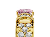 Yellow gold Fancy Pink Radiant  Halo Pave Diamond Engagement Ring with Milgrain Detailing_54