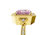 Yellow gold Fancy Pink Radiant  Halo Round Diamond Milgrain Pave Engagement Ring_8