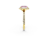 Yellow gold Fancy Pink Radiant  Halo Round Diamond Pavé Band Four-Prong Ring_5