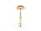 Yellow gold Fancy Pink Radiant  Halo Round Diamond Pave Band with Four-Prong Setting_40