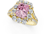 Yellow gold Fancy Pink Radiant  Halo Split Shank Diamond Engagement Ring with Pave Band and Four-Prong Setting_55