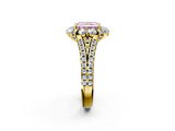Yellow gold Fancy Pink Radiant  Halo Split Shank Diamond Engagement Ring with Pave Band and Four-Prong Setting_56