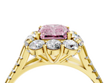 Yellow gold Fancy Pink Radiant  Halo Split Shank Diamond Engagement Ring with Pave Band and Four-Prong Setting_58
