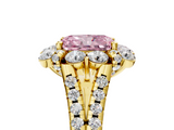 Yellow gold Fancy Pink Radiant  Halo Split Shank Diamond Engagement Ring with Pave Band and Four-Prong Setting_59