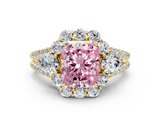 Yellow gold Fancy Pink Radiant  Halo Split Shank Diamond Engagement Ring with Prong Setting_20
