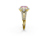 Yellow gold Fancy Pink Radiant  Halo Split Shank Diamond Engagement Ring with Prong Setting_22