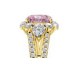 Yellow gold Fancy Pink Radiant  Halo Split Shank Diamond Engagement Ring with Prong Setting_25