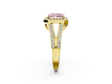 Yellow gold Fancy Pink Radiant  Halo Split Shank Diamond Ring with Four-Prong Setting_34