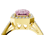 Yellow gold Fancy Pink Radiant  Halo Split Shank Diamond Ring with Four-Prong Setting_36
