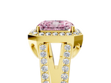 Yellow gold Fancy Pink Radiant  Halo Split Shank Diamond Ring with Four-Prong Setting_37