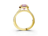 Yellow gold Fancy Pink Radiant  Halo Split Shank Diamond Ring with Pavé Setting_29