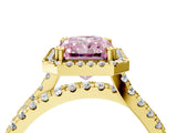 Yellow gold Fancy Pink Radiant  Halo Split Shank Diamond Ring with Pavé Setting_30