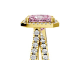 Yellow gold Fancy Pink Radiant  Halo Split Shank Diamond Ring with Pavé Setting_31