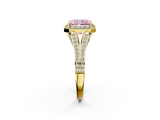 Yellow gold Fancy Pink Radiant  Halo Split Shank Diamond Ring with Prong Setting_22