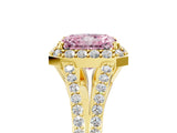 Yellow gold Fancy Pink Radiant  Halo Split Shank Pave Diamond Ring with Four-Prong Setting_54