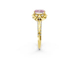 Yellow gold Fancy Pink Radiant  Halo Split Shank Pave Diamond Ring with Petal Prong Setting_22
