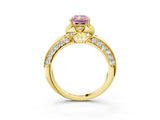Yellow gold Fancy Pink Radiant  Halo Split Shank Pave Diamond Ring with Petal Prong Setting_23