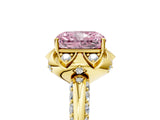 Yellow gold Fancy Pink Radiant  Halo Split Shank Pave Diamond Ring with Petal Prong Setting_25