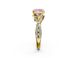 Yellow gold Fancy Pink Radiant  Halo Twist Band Solitaire Prong Setting Ring_79