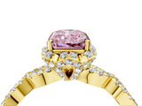 Yellow gold Fancy Pink Radiant  Halo Twist Band Solitaire Ring with Six-Prong Setting_7