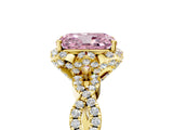 Yellow gold Fancy Pink Radiant  Halo Twist Band Solitaire Ring with Six-Prong Setting_8