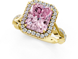 Yellow gold Fancy Pink Radiant  Halo Twist Band Solitaire Ring_22