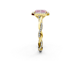 Yellow gold Fancy Pink Radiant  Halo Twist Band Solitaire Ring_23