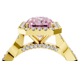 Yellow gold Fancy Pink Radiant  Halo Twist Band Solitaire Ring_25