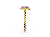 Yellow gold Fancy Pink Radiant  Halo Twisted Band Four-Prong Diamond Ring_22