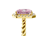 Yellow gold Fancy Pink Radiant  Halo Twisted Band Four-Prong Diamond Ring_25
