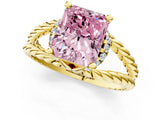 Yellow gold Fancy Pink Radiant  Halo Twisted Band Four-Prong Ring_33