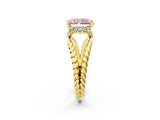 Yellow gold Fancy Pink Radiant  Halo Twisted Band Four-Prong Ring_34