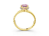Yellow gold Fancy Pink Radiant  Halo Twisted Band Four-Prong Ring_35