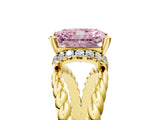 Yellow gold Fancy Pink Radiant  Halo Twisted Band Four-Prong Ring_37