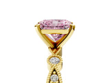 Yellow gold Fancy Pink Radiant  Milgrain Bezel Diamond Engagement Ring with Solitaire Prong Setting_160