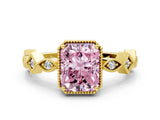Yellow gold Fancy Pink Radiant  Milgrain Marquise Diamond Twist Band Ring_62