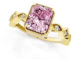 Yellow gold Fancy Pink Radiant  Milgrain Marquise Diamond Twist Band Ring_63