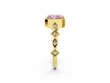 Yellow gold Fancy Pink Radiant  Milgrain Marquise Diamond Twist Band Ring_64