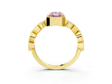 Yellow gold Fancy Pink Radiant  Milgrain Marquise Diamond Twist Band Ring_65