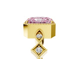 Yellow gold Fancy Pink Radiant  Milgrain Marquise Diamond Twist Band Ring_67