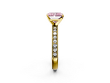 Yellow gold Fancy Pink Radiant  Milgrain Pave Diamond Engagement Ring with Four-Prong Setting_137
