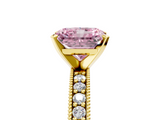 Yellow gold Fancy Pink Radiant  Milgrain Pave Diamond Engagement Ring with Four-Prong Setting_140