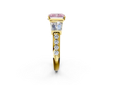 Yellow gold Fancy Pink Radiant  Solitaire Baguette Side Stone Channel Set Engagement Ring_5