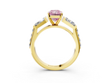Yellow gold Fancy Pink Radiant  Solitaire Baguette Side Stone Channel Set Engagement Ring_6