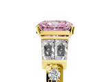 Yellow gold Fancy Pink Radiant  Solitaire Baguette Side Stone Channel Set Engagement Ring_8