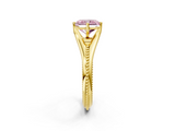 Yellow gold Fancy Pink Radiant  Solitaire Beaded Band Six-Prong Setting_2